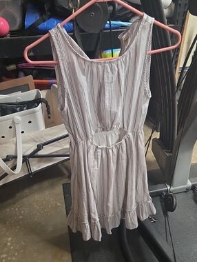 Peach Love California Striped Sleeveless Dress in Pink and Light Gray